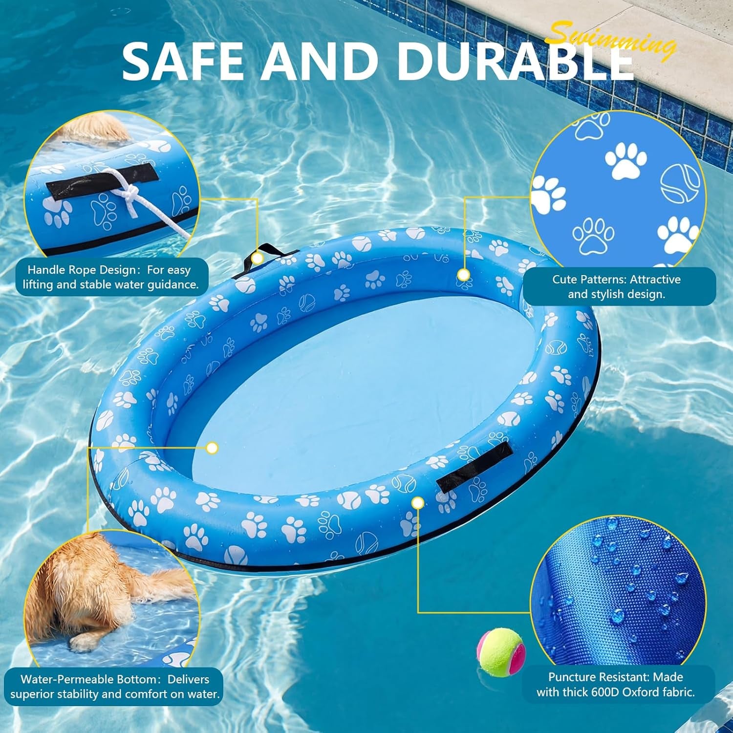 Inflatable Dog Pool Float for dogs