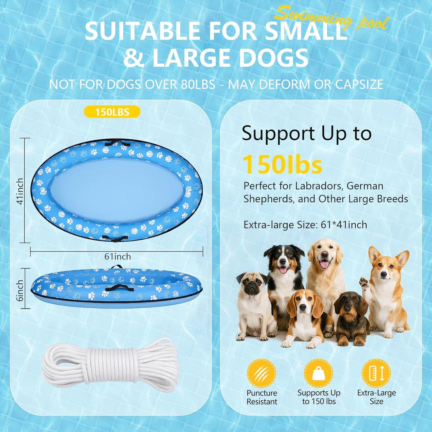 Inflatable Dog Pool Float for dogs