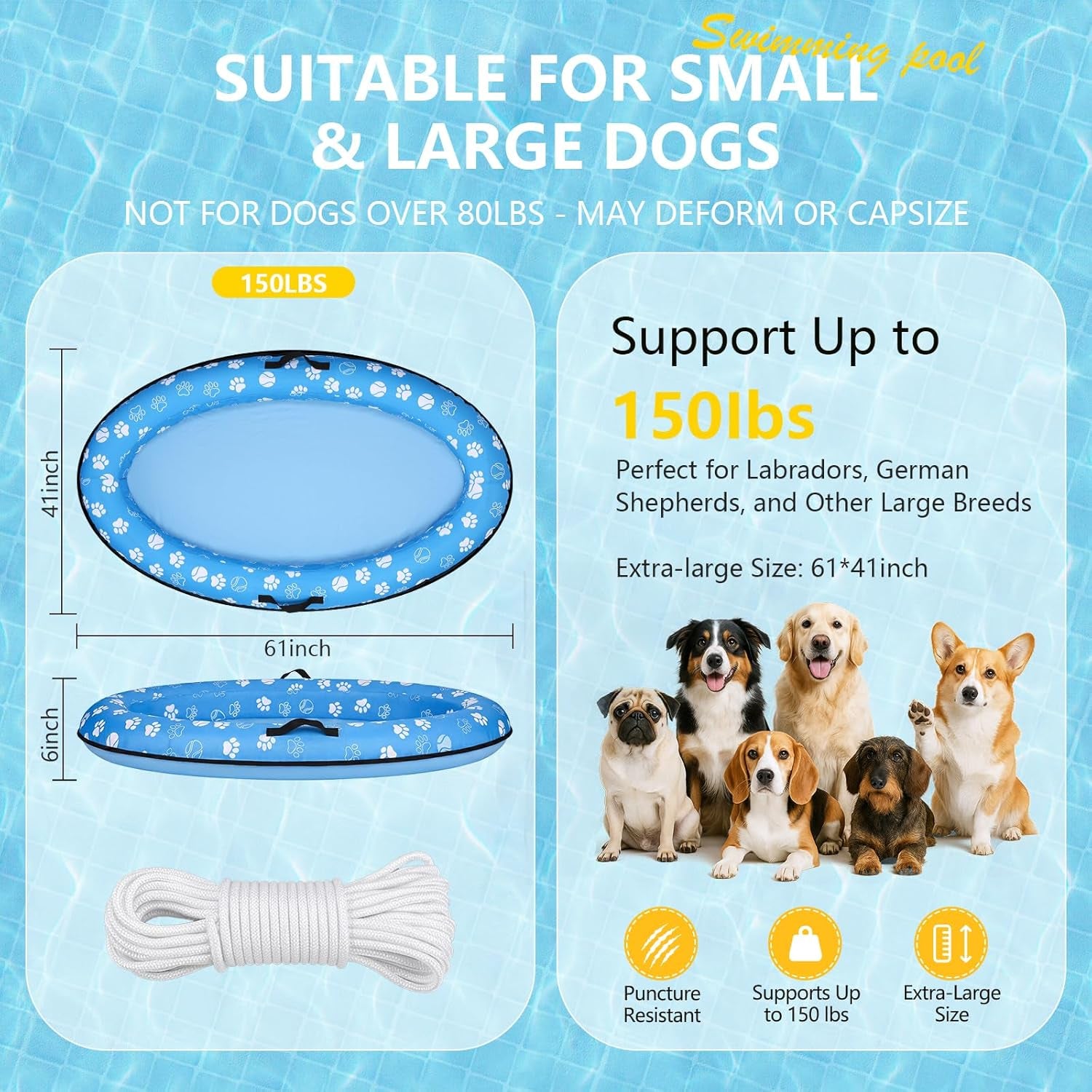Inflatable Dog Pool Float for dogs